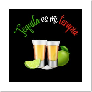 Tequila is my Therapist; lime and shots Posters and Art